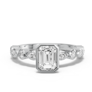 Image for Emerald Classic Bezel Ring with Alternating Marquise band