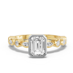 Image for Emerald Classic Bezel Ring with Alternating Marquise band