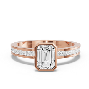 Image for Emerald Classic Bezel Ring with Channel band