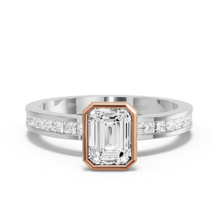 Image for Emerald Classic Bezel Ring with Channel band