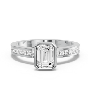 Image for Emerald Classic Bezel Ring with Channel band