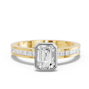 Image for Emerald Classic Bezel Ring with Channel band