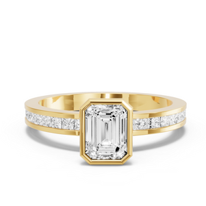 Image for Emerald Classic Bezel Ring with Channel band