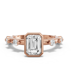 Image for Emerald Classic Bezel Ring with Floating Station band