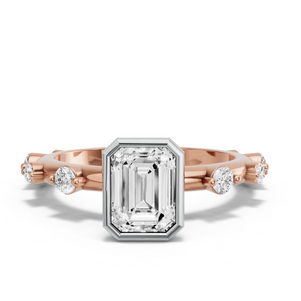 Image for Emerald Classic Bezel Ring with Floating Station band
