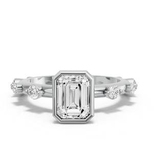 Image for Emerald Classic Bezel Ring with Floating Station band