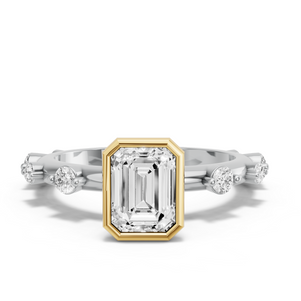 Image for Emerald Classic Bezel Ring with Floating Station band
