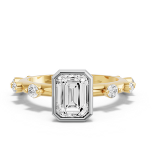 Image for Emerald Classic Bezel Ring with Floating Station band