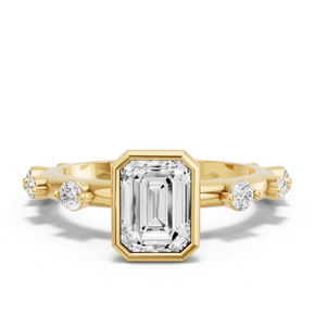 Image for Emerald Classic Bezel Ring with Floating Station band