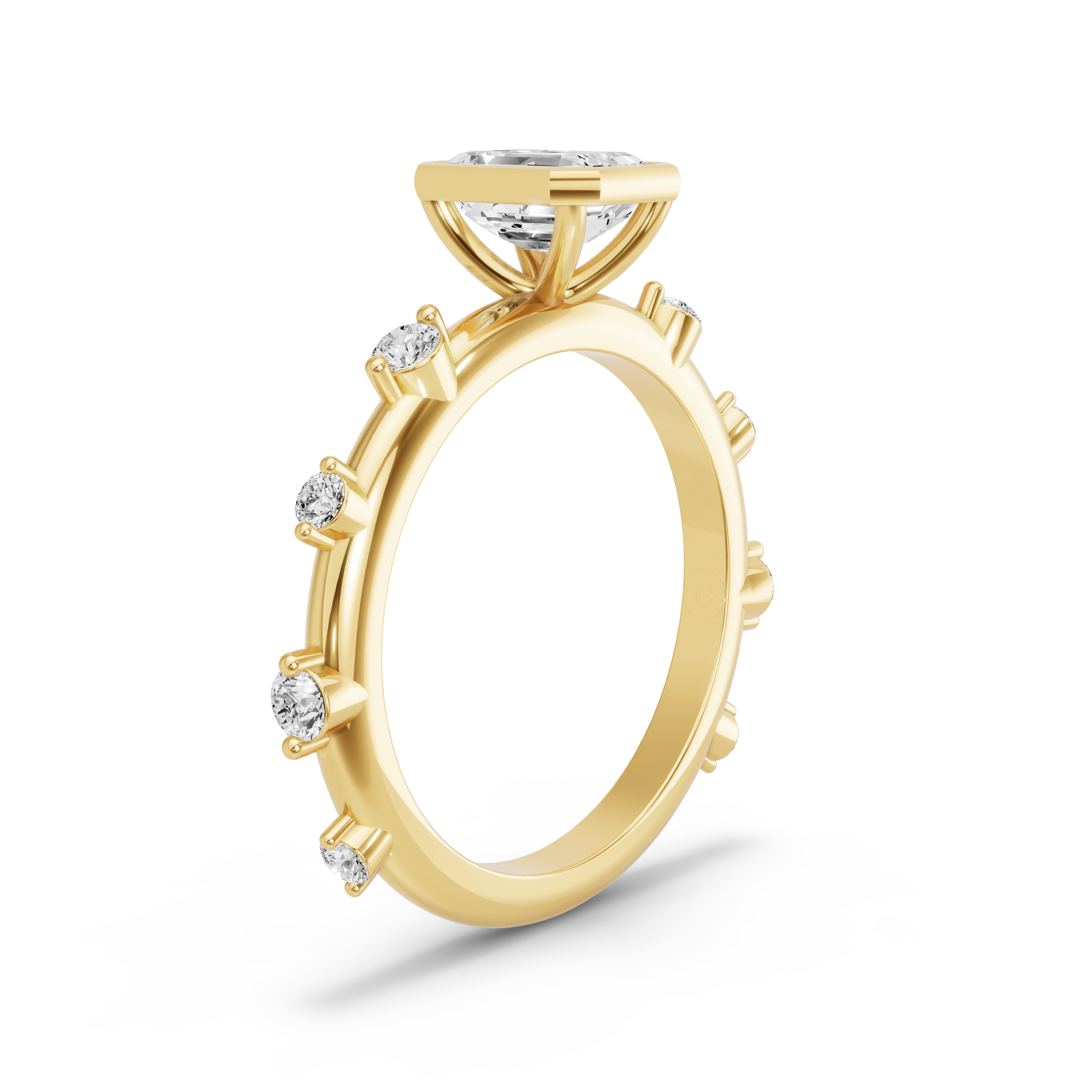 Image for Emerald Classic Bezel Ring with Floating Station band in 10K Yellow Gold