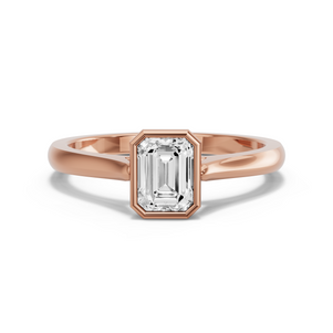 Image for Emerald Classic Bezel Ring with Knife Edge Cathedral band