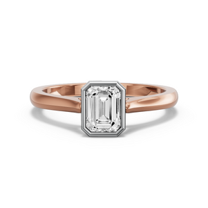 Image for Emerald Classic Bezel Ring with Knife Edge Cathedral band