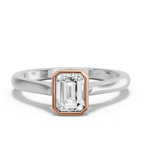Image for Emerald Classic Bezel Ring with Knife Edge Cathedral band