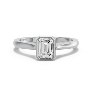 Image for Emerald Classic Bezel Ring with Knife Edge Cathedral band