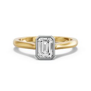 Image for Emerald Classic Bezel Ring with Knife Edge Cathedral band