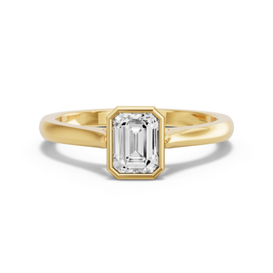 Image for Emerald Classic Bezel Ring with Knife Edge Cathedral band