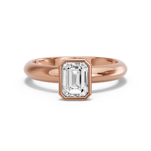 Image for Emerald Classic Bezel Ring with Knife Edge Solitaire band