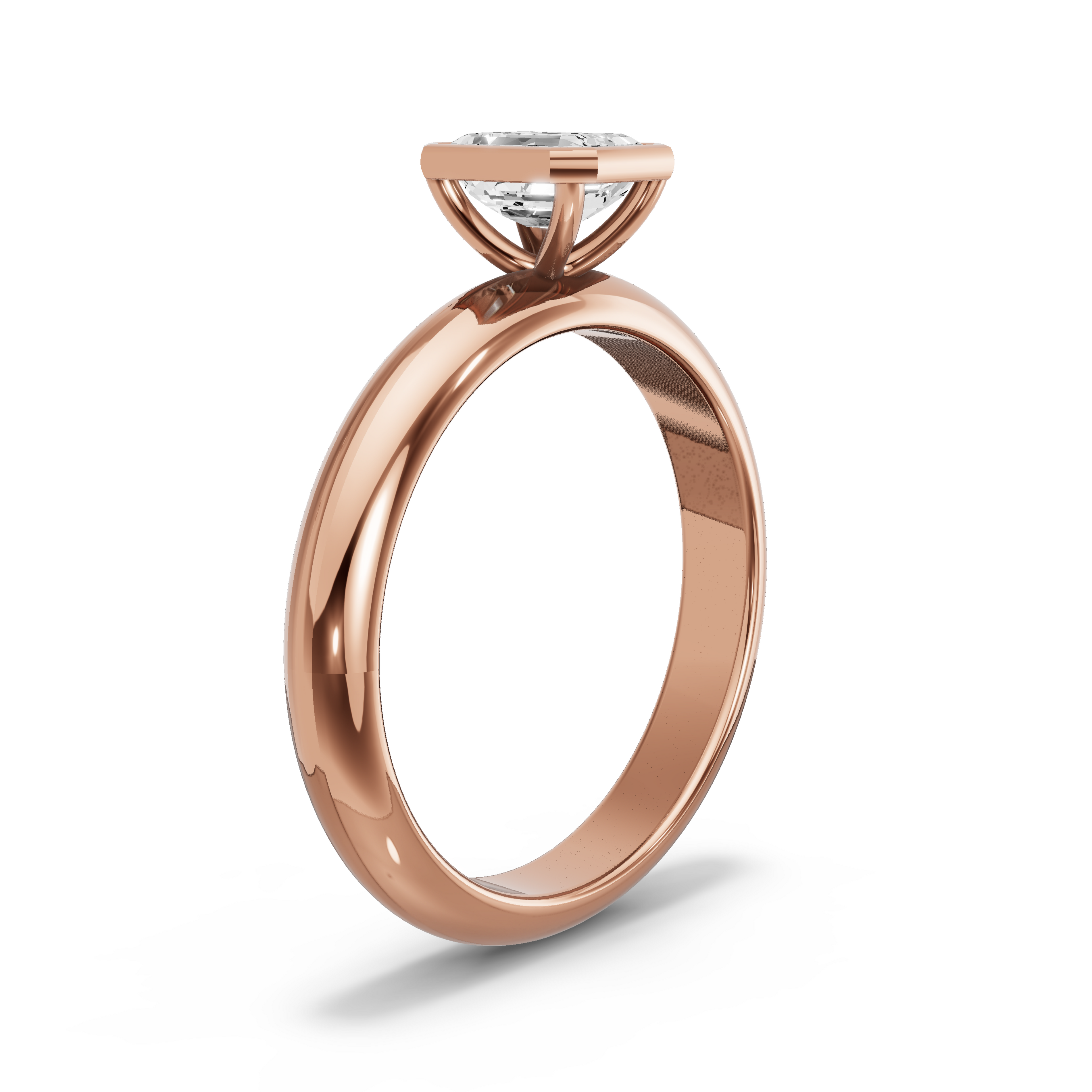 Image for Emerald Classic Bezel Ring with Knife Edge Solitaire band in 18K Rose Gold