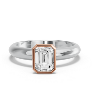 Image for Emerald Classic Bezel Ring with Knife Edge Solitaire band