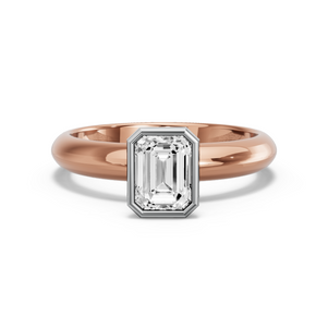 Image for Emerald Classic Bezel Ring with Knife Edge Solitaire band