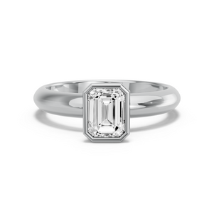 Image for Emerald Classic Bezel Ring with Knife Edge Solitaire band