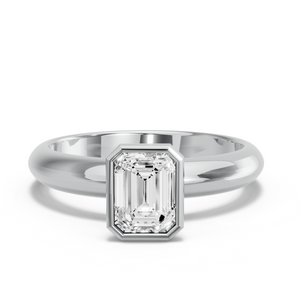 Image for Emerald Classic Bezel Ring with Knife Edge Solitaire band