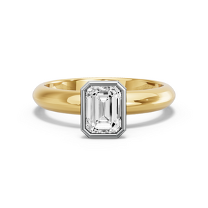 Image for Emerald Classic Bezel Ring with Knife Edge Solitaire band