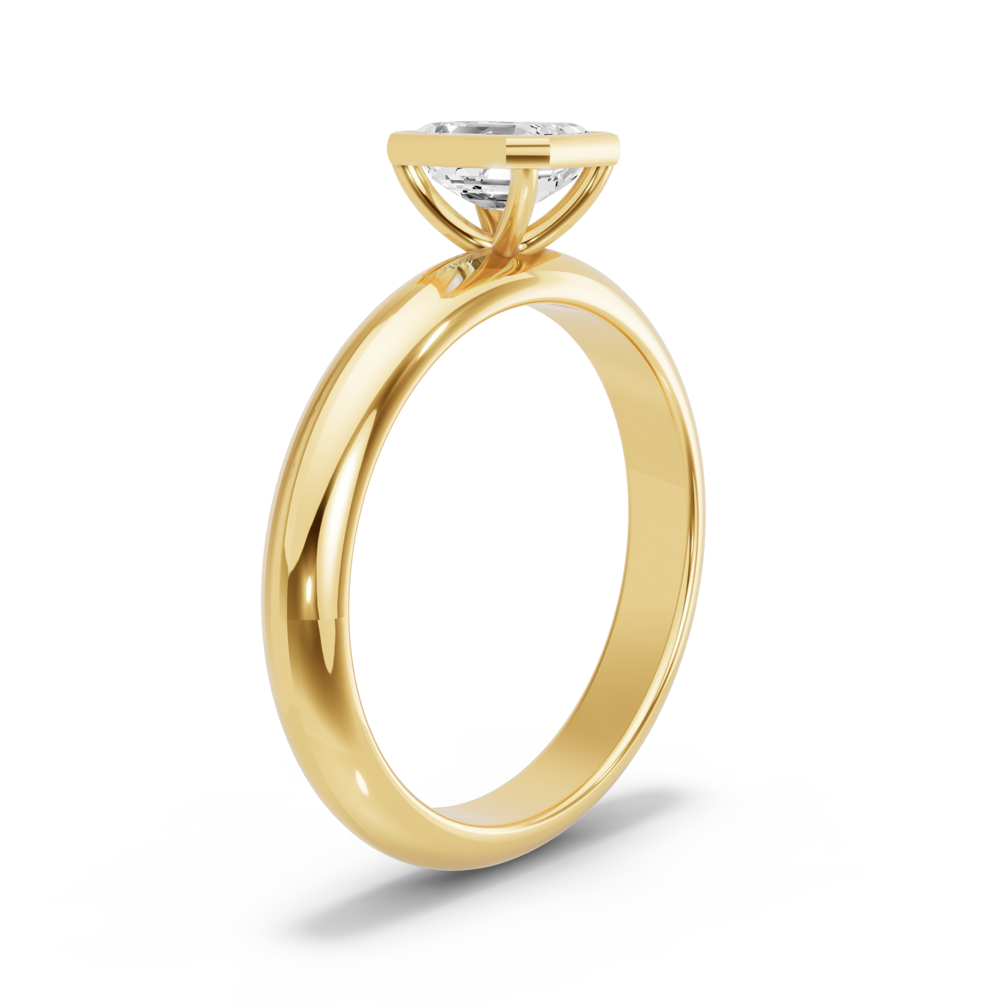 Image for Emerald Classic Bezel Ring with Knife Edge Solitaire band in 18K Yellow Gold