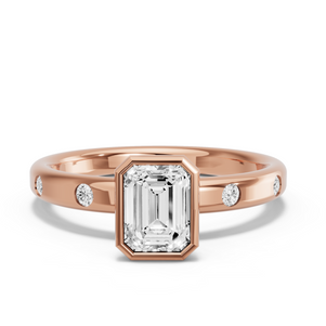Image for Emerald Classic Bezel Ring with Sleek Accent band