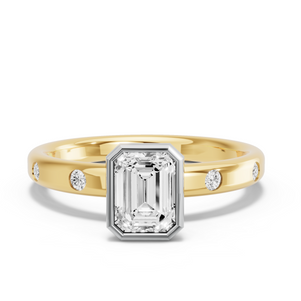 Image for Emerald Classic Bezel Ring with Sleek Accent band