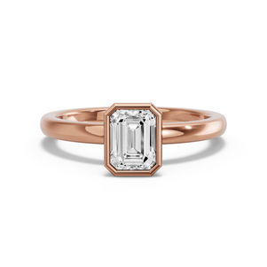 Image for Emerald Classic Bezel Ring with Solitaire band