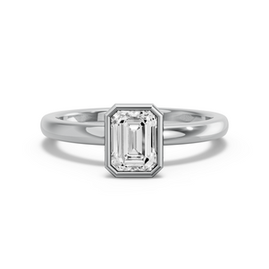 Image for Emerald Classic Bezel Ring with Solitaire band