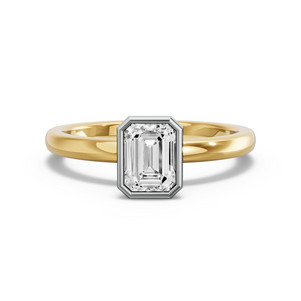 Image for Emerald Classic Bezel Ring with Solitaire band