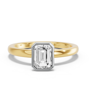 Image for Emerald Classic Bezel Ring with Solitaire band