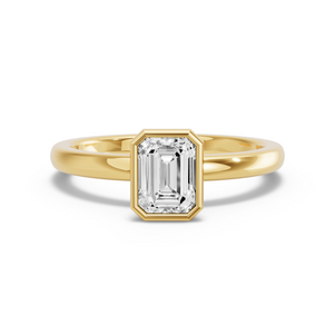 Image for Emerald Classic Bezel Ring with Solitaire band