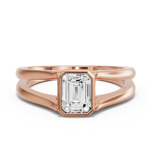 Image for Emerald Classic Bezel Ring with Split Ring Solitaire band