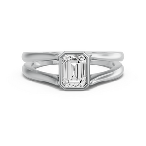 Image for Emerald Classic Bezel Ring with Split Ring Solitaire band