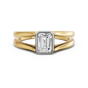 Image for Emerald Classic Bezel Ring with Split Ring Solitaire band