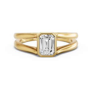 Image for Emerald Classic Bezel Ring with Split Ring Solitaire band