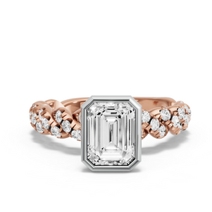 Image for Emerald Classic Bezel Ring with Twist Pave band