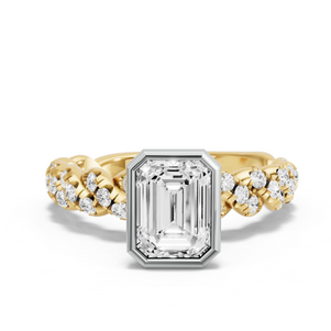 Image for Emerald Classic Bezel Ring with Twist Pave band