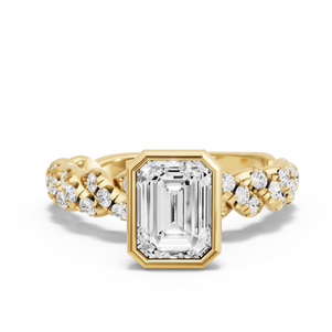 Image for Emerald Classic Bezel Ring with Twist Pave band