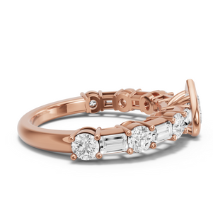 Image for Heart Classic Bezel Ring with Alternating Baguette band