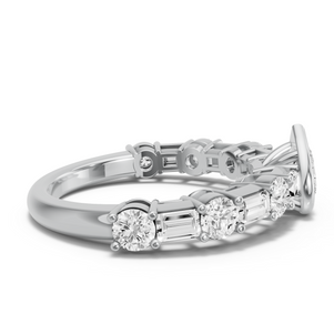 Image for Heart Classic Bezel Ring with Alternating Baguette band
