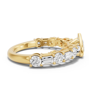 Image for Heart Classic Bezel Ring with Alternating Baguette band