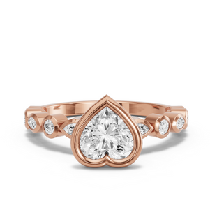 Image for Heart Classic Bezel Ring with Alternating Marquise band