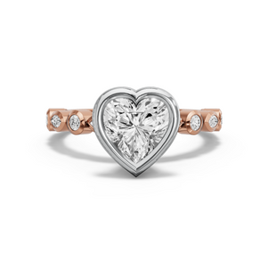 Image for Heart Classic Bezel Ring with Alternating Marquise band