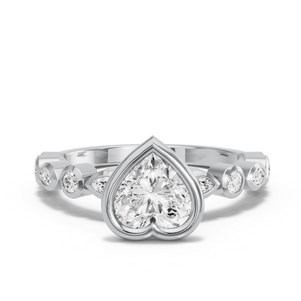 Image for Heart Classic Bezel Ring with Alternating Marquise band