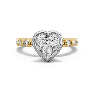 Image for Heart Classic Bezel Ring with Alternating Marquise band