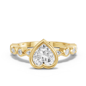 Image for Heart Classic Bezel Ring with Alternating Marquise band